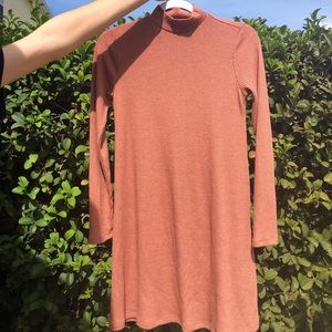 FOREVER 21 Coral Turtleneck Long Sleeve Dress